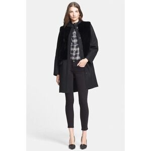 Vince Black Wool Rabbit Fur Paneled Coat Size S Mob Wife
